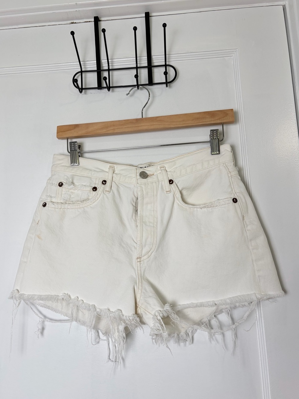 Agolde Parker Frayed Hem Cutoff Denim Shorts 26